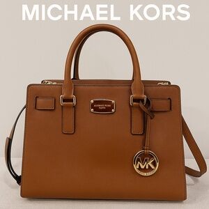 Michael Kors Saffiano Leather Bag Large – Brown/Gold – Excellent Condition